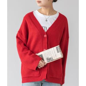 カーディガン ビッグポケットVネックカーディガン レディース