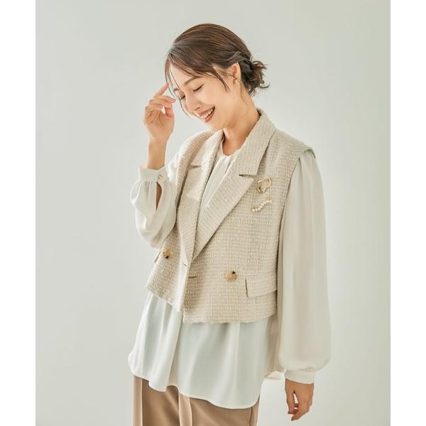 コート アウター 「入卒式／セレモニー」ツイードショートジレ　207939 レディース