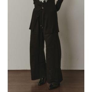 ワイドパンツ スウェットパンツ ジャージ ボリュームカーブスウェットパンツ レディース