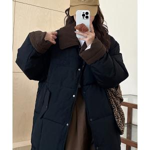 ダウンコート ダウンジャケット コーデュロイカラーキルティングロングコート レディース