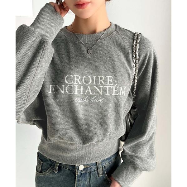 トレーナー スウェット 「mily bilet」カジュアルだけどこなれ感たっぷり。ラインストーン＆ぼ...