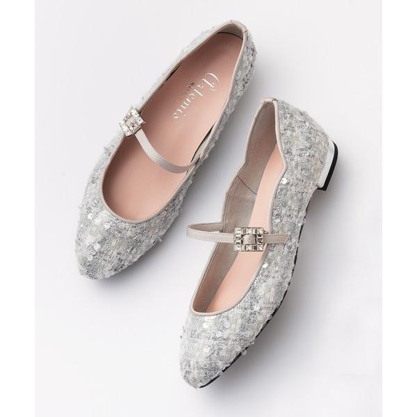 パンプス スパンコールツイード　メリージェーンパンプス