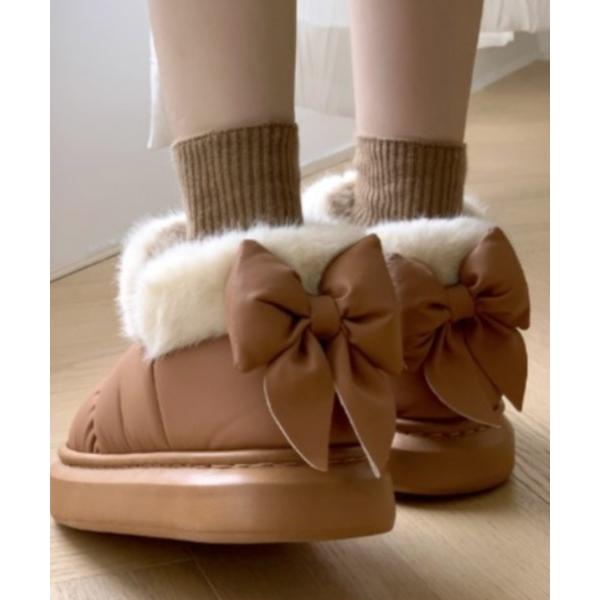 ブーツ バッグリボンムートンブーツ レディース