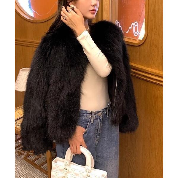 ノーカラーコート コート フワフワぬくぬくファージャケット レディース