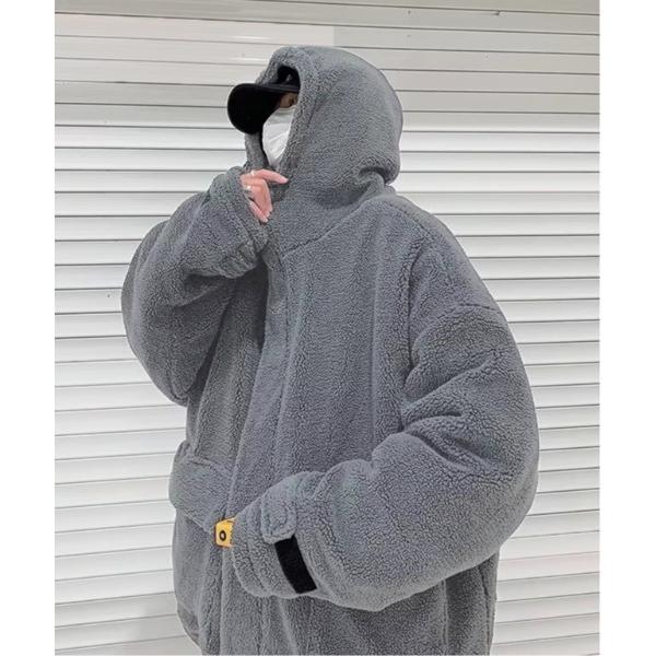 ブルゾン アウター フード付きボアフリースマウンテンジャケット メンズ