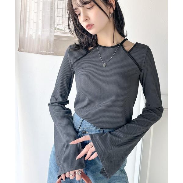 tシャツ 高級感漂うカジュアルコーデを実現。アメスリレイヤード風フレアスリーブトップス(長袖) レデ...