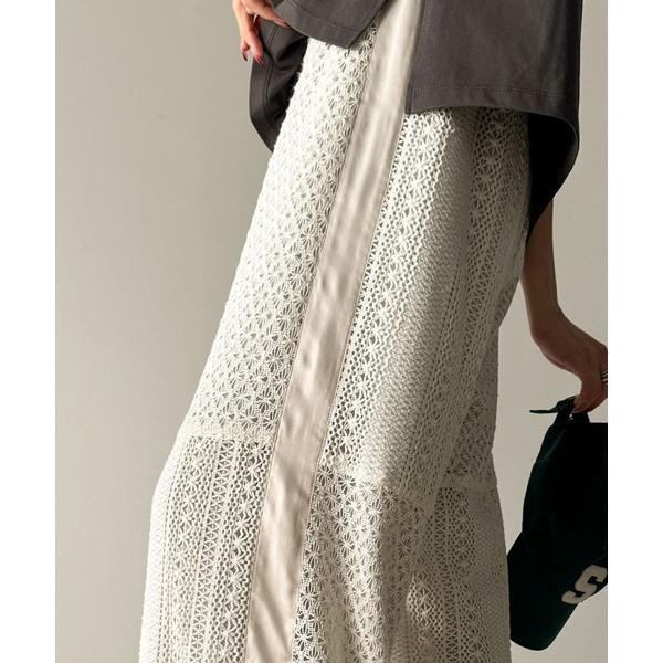 パンツ 大人華やかリラクシー。レース切替パラシュートパンツ レディース