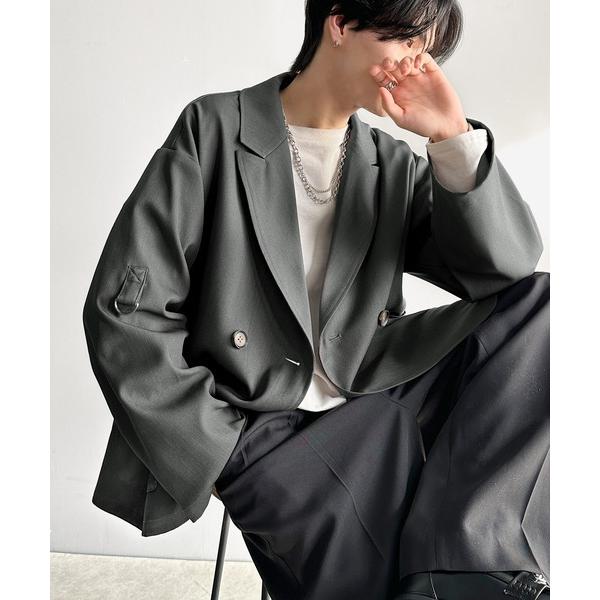 ジャケット テーラードジャケット メンズの必需品。オーバーサイズ袖ロールアップドレープダブルジャケッ...