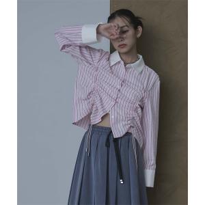 ブラウス シャツ ドロストストライプシャツ レディース