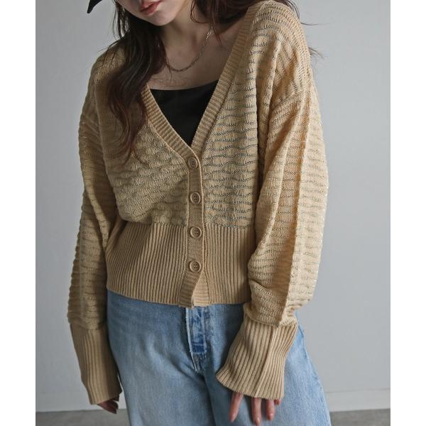 カーディガン ラメＭＩＸショートニットカーディガン レディース