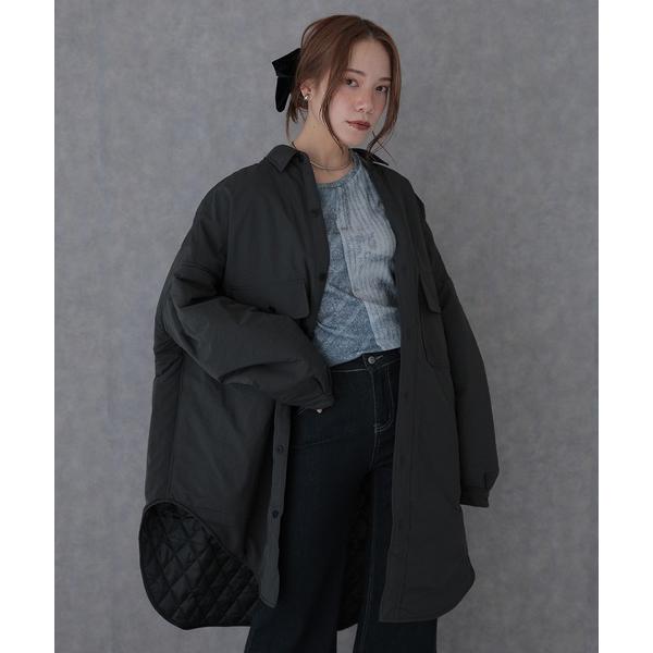 コート アウター over silhouette quilting long  shirt jack...