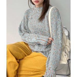 ニット セーター カラフルネップ ハイネックニットプルオーバー レディース