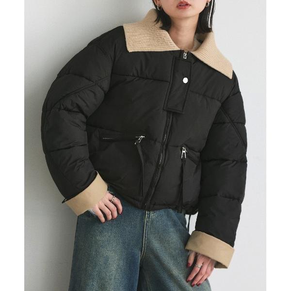 ブルゾン アウター バイカラー中綿パディングブルゾン レディース