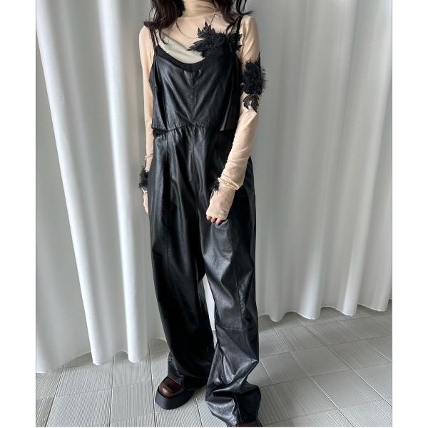 サロペット オーバーオール UND SHEER LAYARED SYNTHETIC LEATHER ...