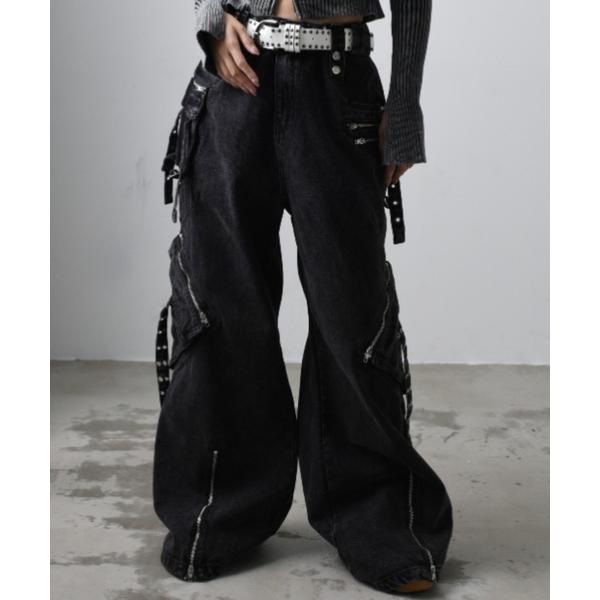 ジーンズ デニム デニムパンツ A&apos;GEM/9 × .kom 「ARULE/アルール」ハトメZIPデ...