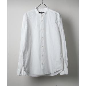 シャツ 日本製洗いざらしコットンブロードノーカラーシャツ ナノファイン加工(GW) メンズ