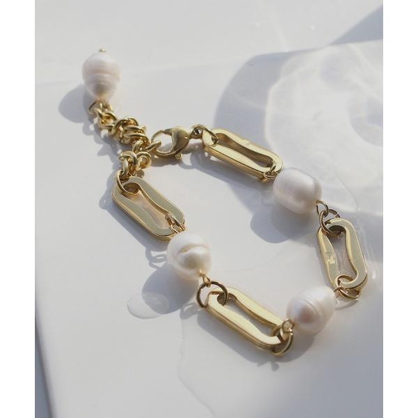 ブレスレット 金属アレルギー対応 淡水パールチェーンブレスレット レディース