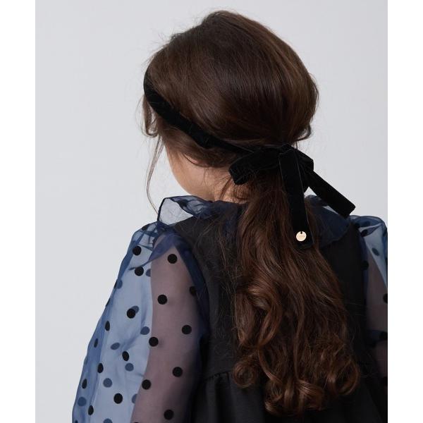 カチューシャ 入園式 リボン付きベロアカチューシャ