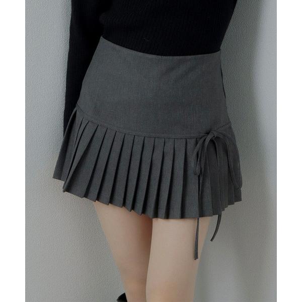 スカート side ribbon pleats mini skirt/サイドリボンプリーツミニスカー...