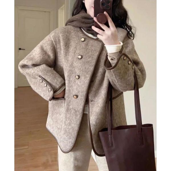 コート アウター ノーカラーラシャコート レディース