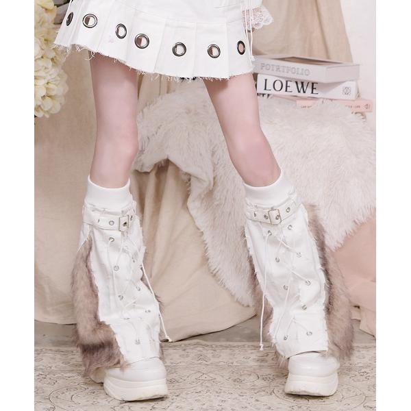 レッグウォーマー 「ililil/イルイルイル」「Gnome leg cover」フェイクファー付レ...