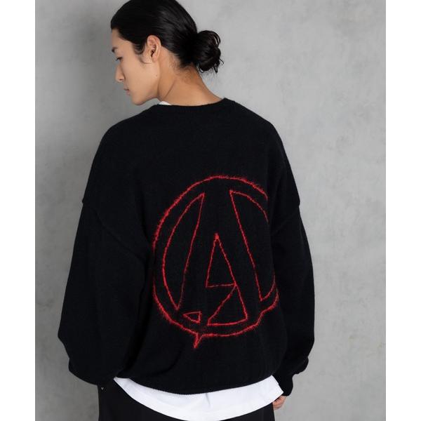 ニット セーター ADAMPATEK/shaggy logo crew knit/シャギーロゴ ルー...