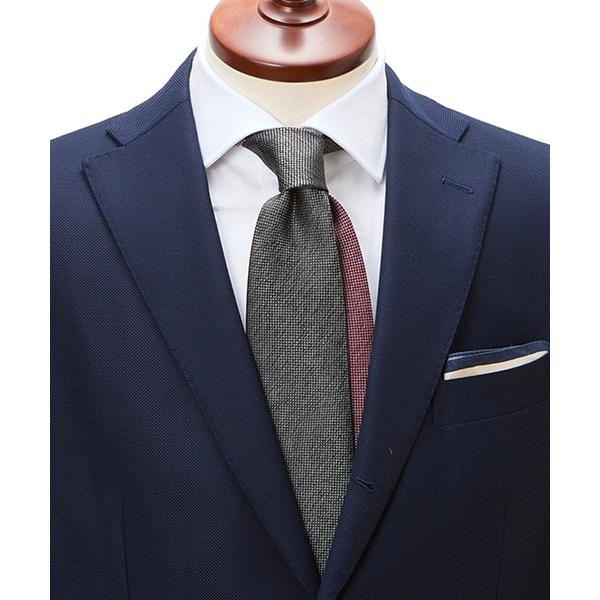 ネクタイ 「CRICKET」クリケット バスケット織り ムジ×ムジ メランジシルク クレリックネクタ...