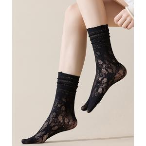 靴下 フラワー ストライプ柄 レースソックス 足...の商品画像