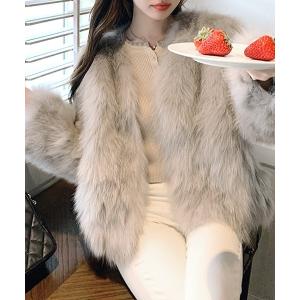 ANGIE ブルゾン アウター シャギーファーフェイクファーブルゾン