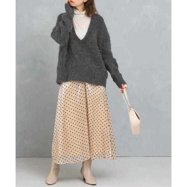 スカート ドットフロッキーフレアスカート