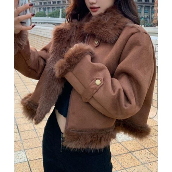 ムートンコート ボアコート フェイクファームートンブルゾン レディース