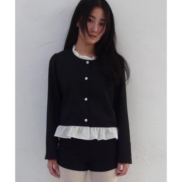 スーツ NO COLLAR FRILL JACKET / ノーカラーフリルジャケット レディース