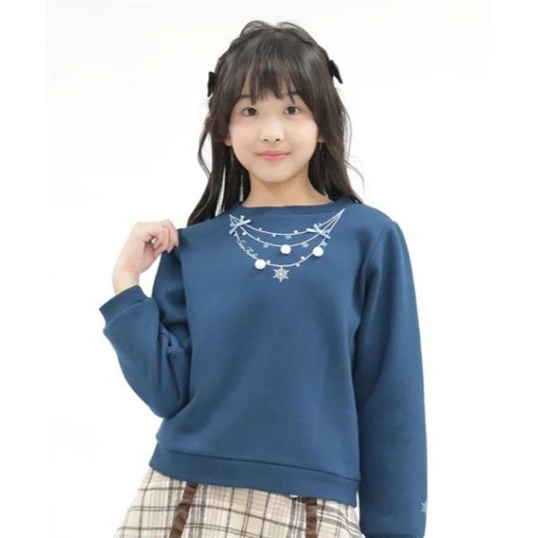 tシャツ 雪ネックレス裏起毛トレーナー キッズ 子供服 女の子