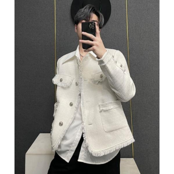 ジャケット ノーカラージャケット アイドルラグジュアリーツイードジャケット メンズ レディース