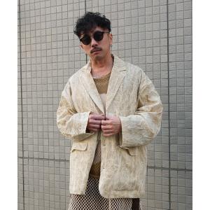 ジャケット テーラードジャケット ムラ染め クラッシュプリーツ　クラッシュプリーツ テーラード オーバージャケット メンズ レディース
