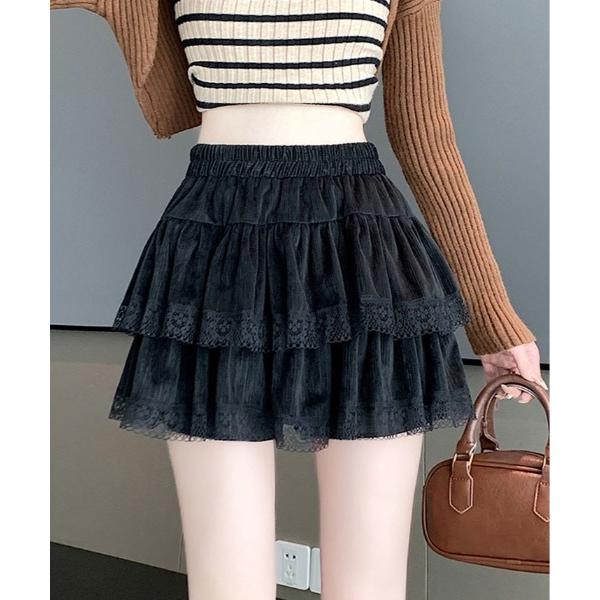 スカート レース ティアード ミニスカート