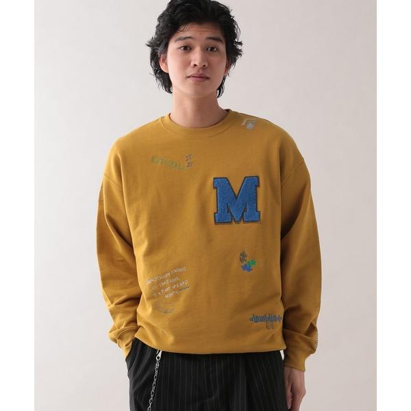 トレーナー スウェット サガラ刺繍/ワッペンデザイン/オーバーサイズスウェット メンズ