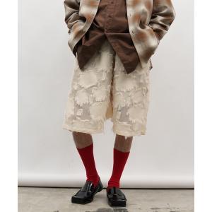 パンツ フリンジジャガード イージー ドロップ シアー ハーフパンツ メンズ レディース