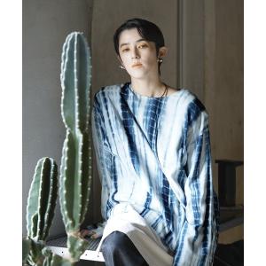 tシャツ シルケット加工 絞り染め クルーネック LS ビッグ プルオーバー メンズ レディース