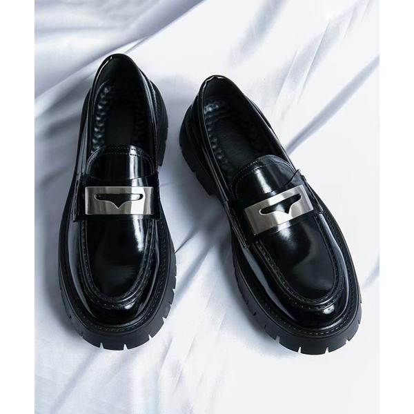 ローファー 3-11E80 チャンキーソール  メタル コイン ローファー 厚底 メンズ