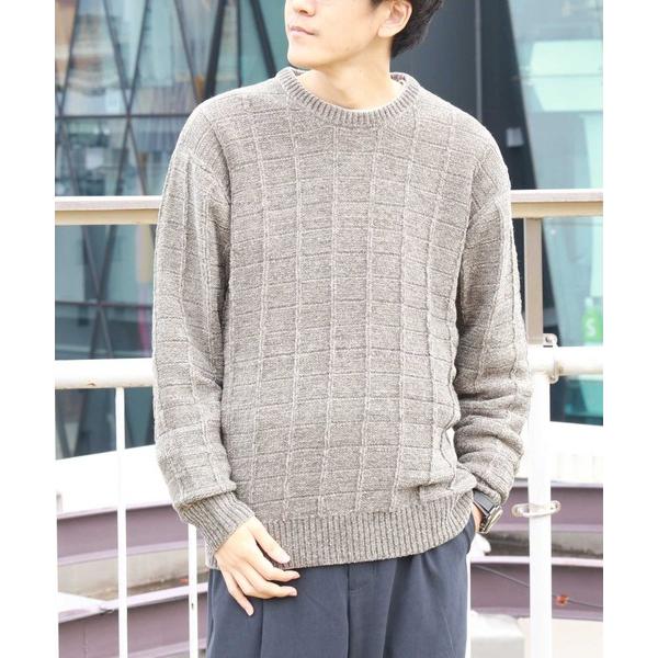 セーター ニット 針抜きモール クルーネックニット メンズ