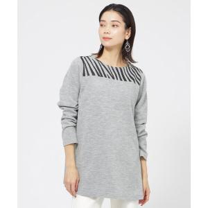 tシャツ ウールジャカードチュニックプルオーバーカットソー レディース
