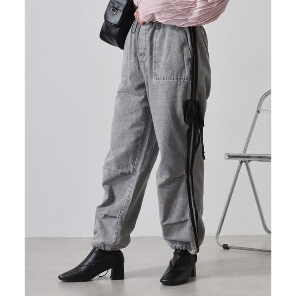 ジーンズ デニム デニムパンツ .worksラインリボン　ベイカーポケデニムパンツ レディース