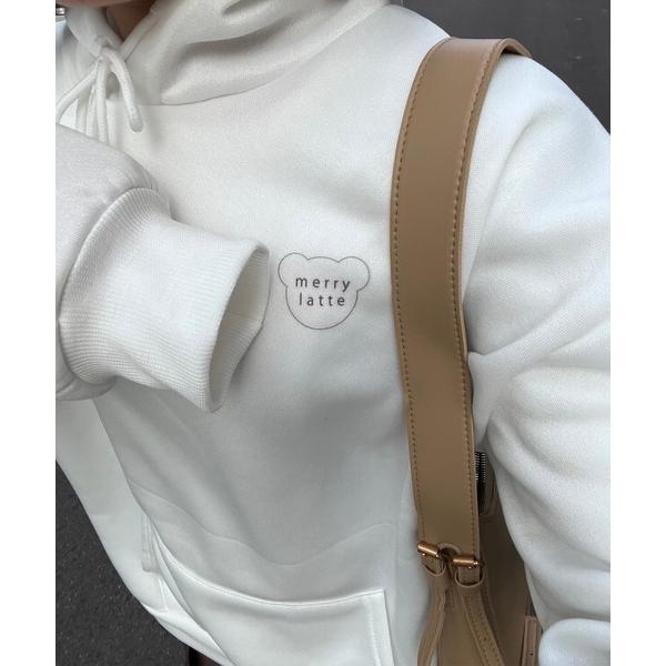 パーカー ワンポイントくまデザインパーカー レディース