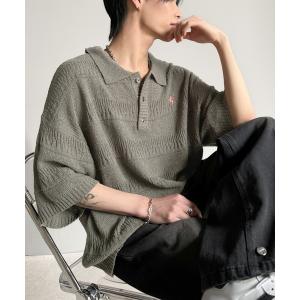 ポロシャツ 一枚で大人のラフスタイルが決まる。ワンポイント刺繍ブークレポロニットトップス(半袖) メンズ レディース｜ZOZOTOWN Yahoo!店