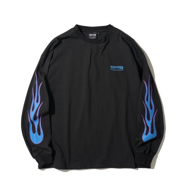 tシャツ 「THRASHER / スラッシャー」フレイムロゴ刺繍 ロングスリーブTシャツ メンズ レ...