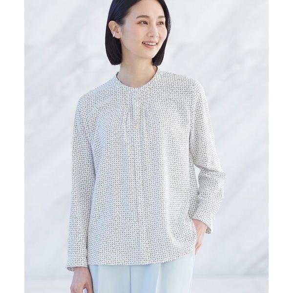 ブラウス シャツ 入学式 「洗える／UVケア」無地＆幾何学柄ブラウス レディース