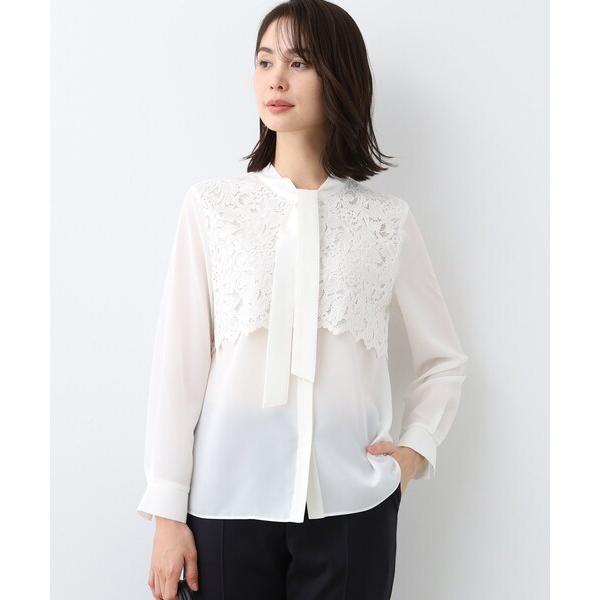 ブラウス シャツ 「日本製」スカラップレース ボウタイブラウス レディース