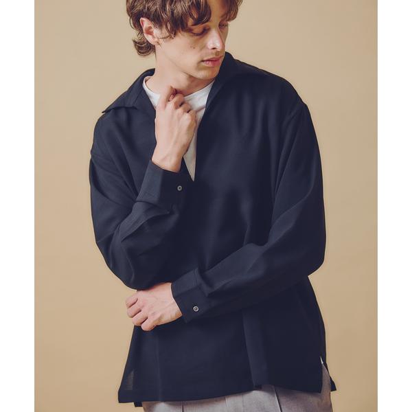 シャツ スキッパー プルオーバー 長袖シャツ メンズ
