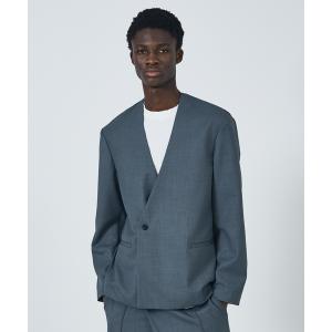 ジャケット ノーカラージャケット 「セットアップ対応」セミダブル ノーカラー ジャケット メンズ